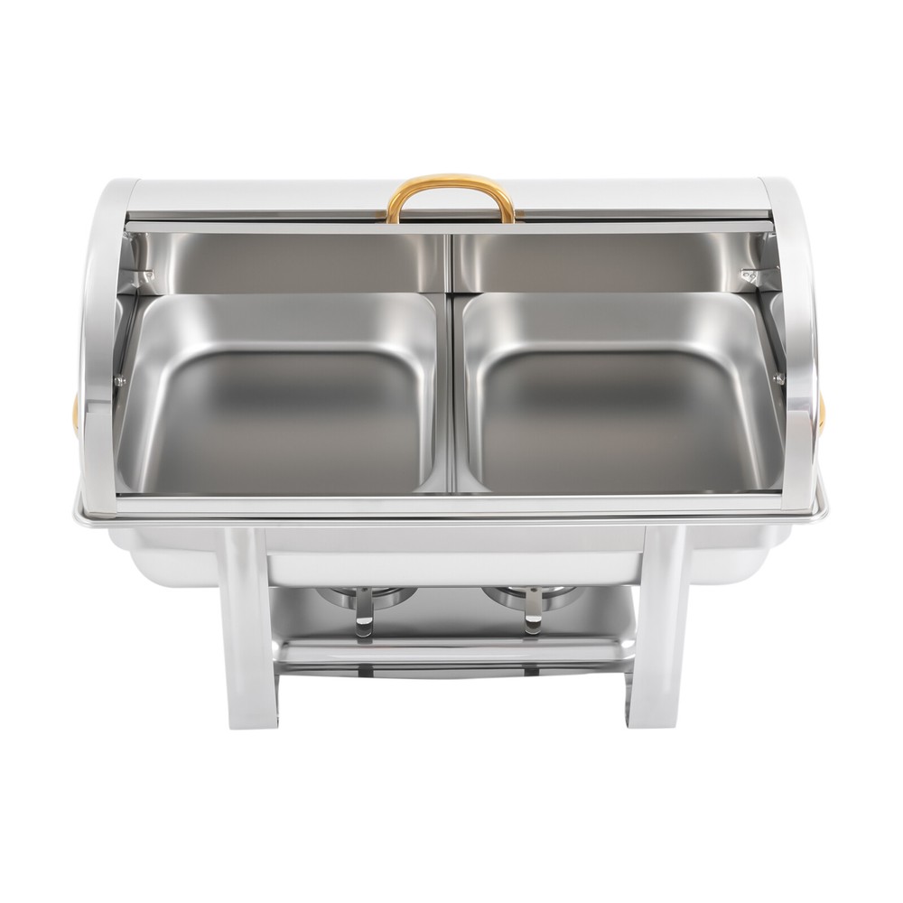 9L Rectangular Stainless Steel Double-compartment Chafing Dish Buffet Warmer NEW