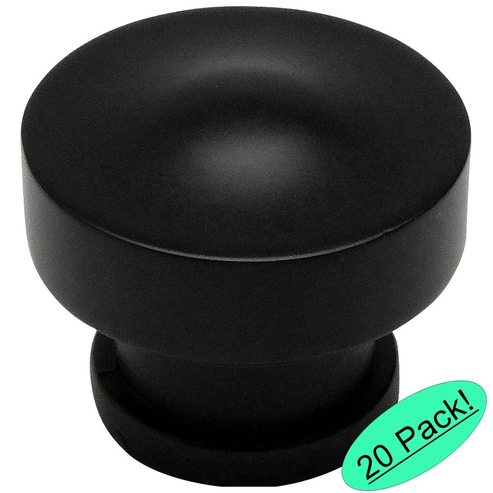 *20 Pack* Cosmas Cabinet Hardware Flat Black Round Contemporary Knobs #704FB