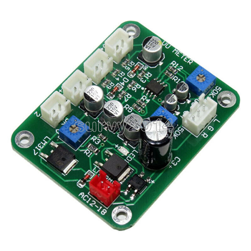 2pc 10-12V VU Panel Meter 500UA Warm Back Light Recording +Cable w/Driver Module