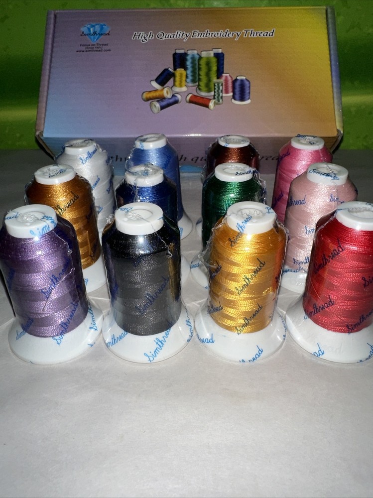 Simthread Embroidery Thread 12 Basic Colors Set 550 Yards 100% Polyester