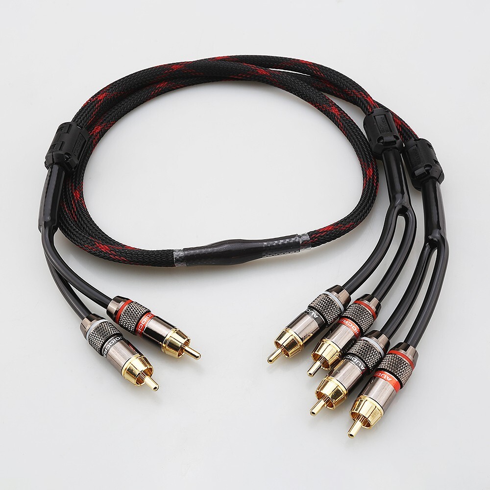 Hifi Extension Cable Gold Plated RCA Plug Splitter 2 Male to 4 Male RCA Adapter