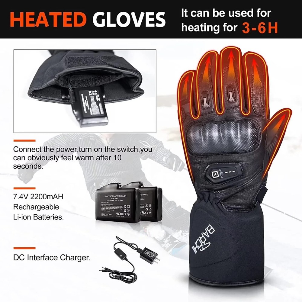 Motorcycle Heated Gloves Touchscreen Waterproof