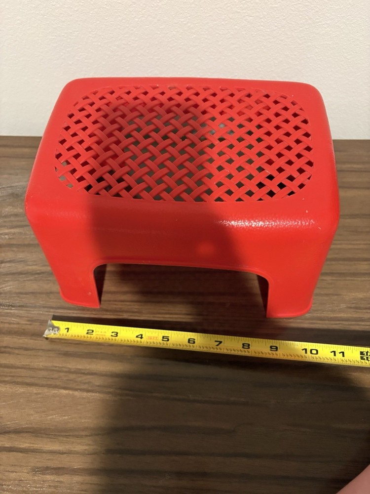 Vintage Red Plastic Step Stool Cross Hatch Pattern Small For Children