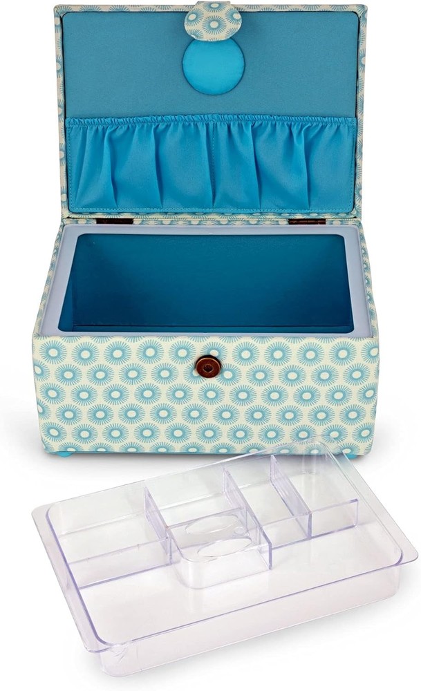 Dritz Small Sewing Basket, Retro Blue