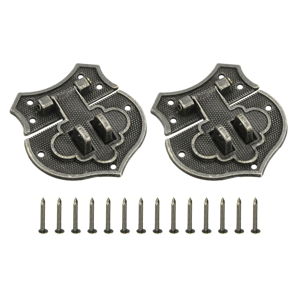 2Pcs Hasp Clasp Latch Lock 43 x 40mm Decorative Retro Toggle Latch Bronze
