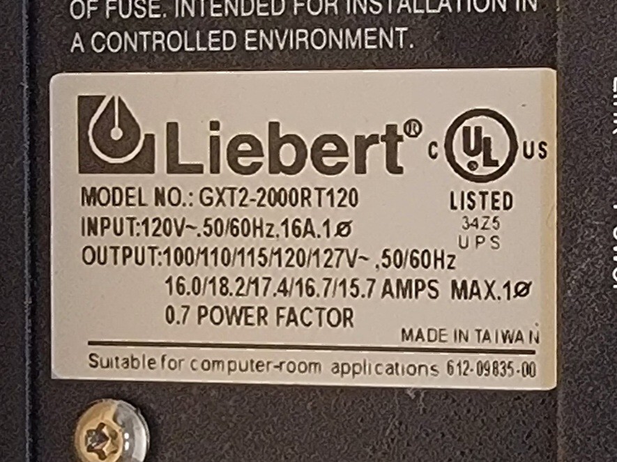 Emerson Vertiv Liebert GXT3-2000RT120 (No Batteries)