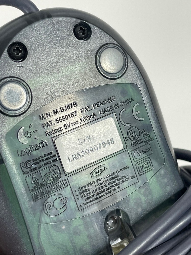Vintage Logitech M-BJ67B Wired Mouse