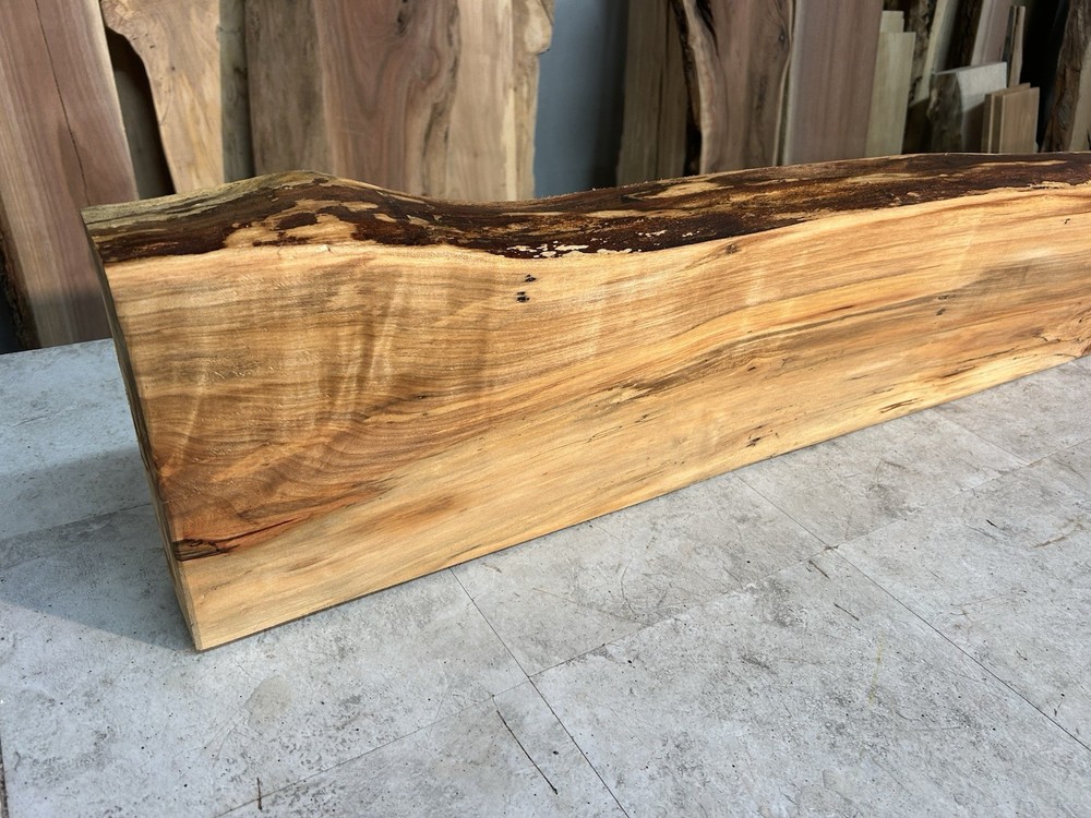 Figured Maple Mantel/Fireplace Mantel Beam/Solid Wood/Live Edge Maple Shelf