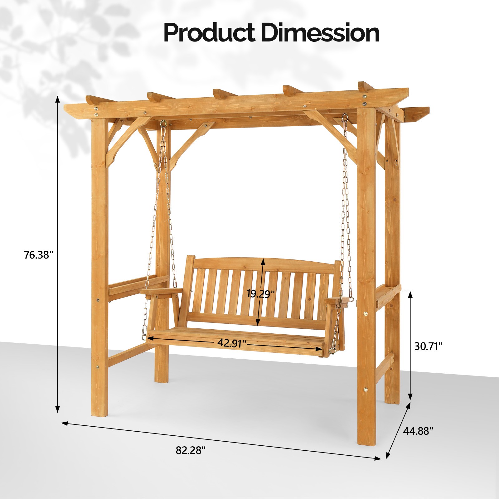 6 FT Wooden Swing Set with Bench Patio Furniture for Outdoor Yard Porch Garden