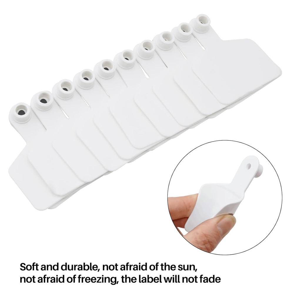 Cattle Ear Tags 100 Pieces Livestock Identification Labels (White)