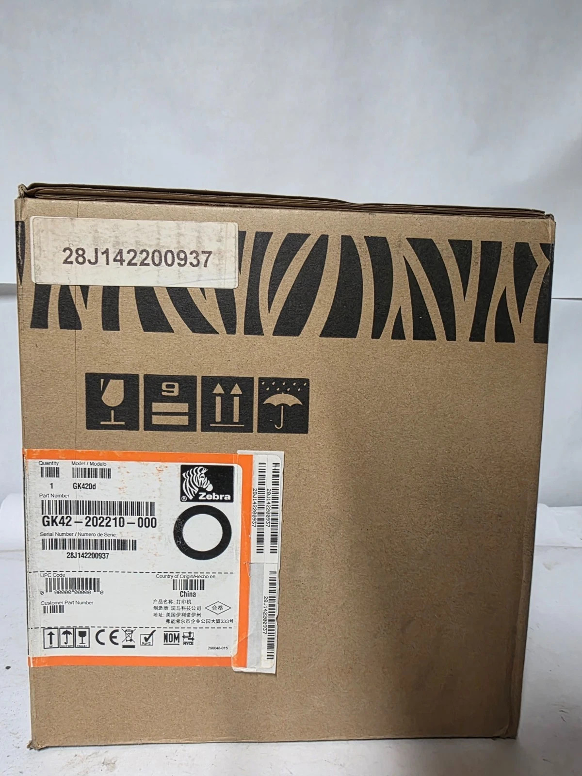 New In Box ZEBRA GK420d Direct Thermal Monochrome Label Printer Shipping