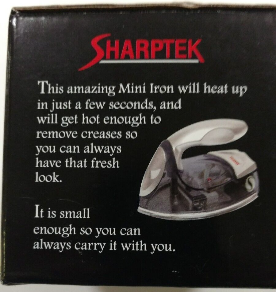 Sharptek mini iron, in original box, model ST-15 Open Box