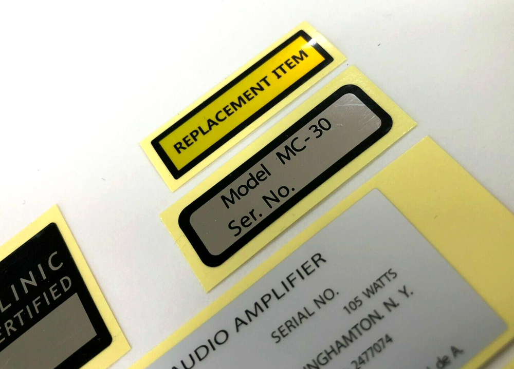 McINTOSH MC30 AMPLIFIER SIDE DECAL LABEL Type-B - Serial number type - New repro