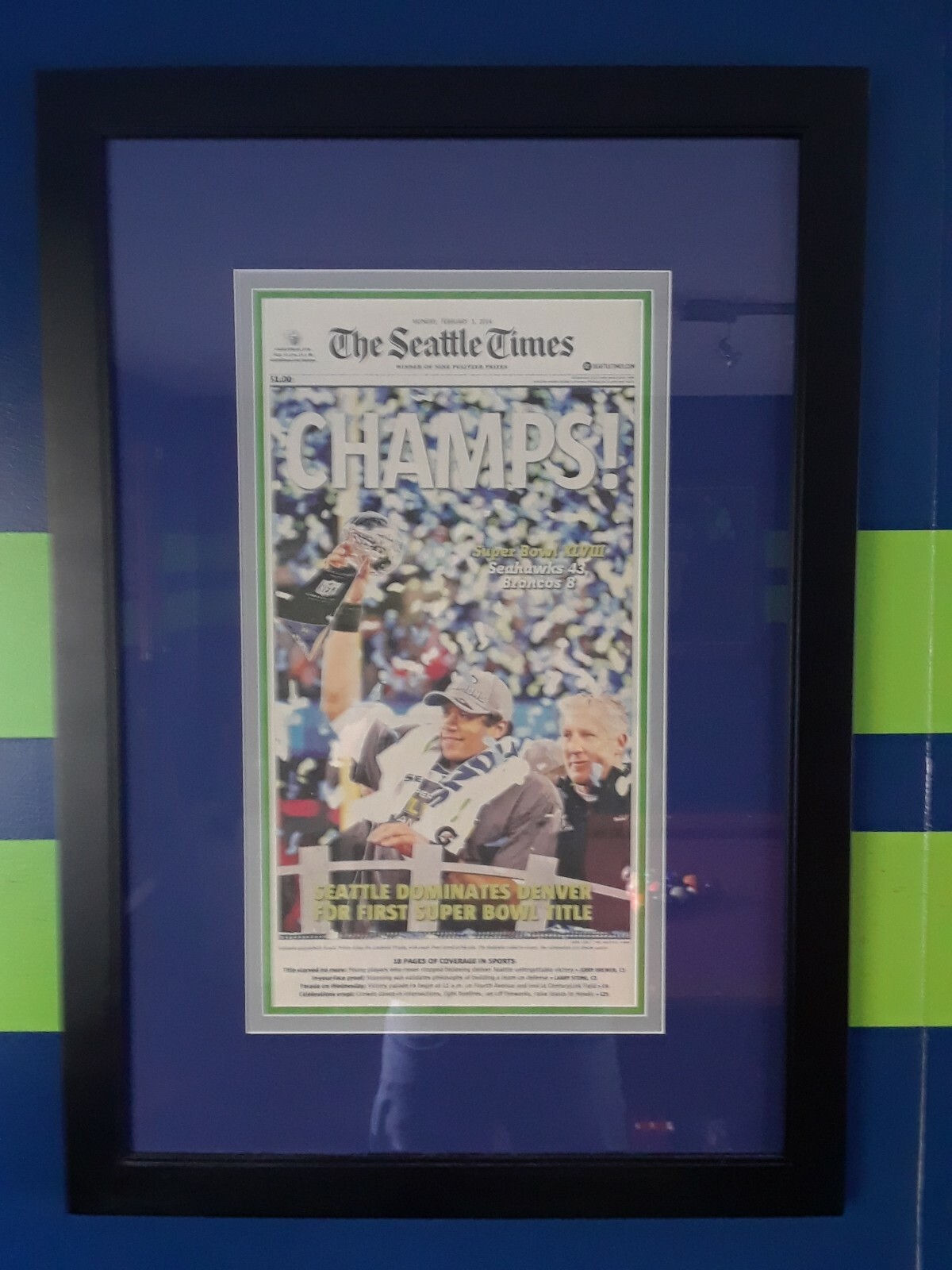 Seahawks Superbowl Seattle Times 2014 & 2026 Newspaper. Complete, Perfect Mint