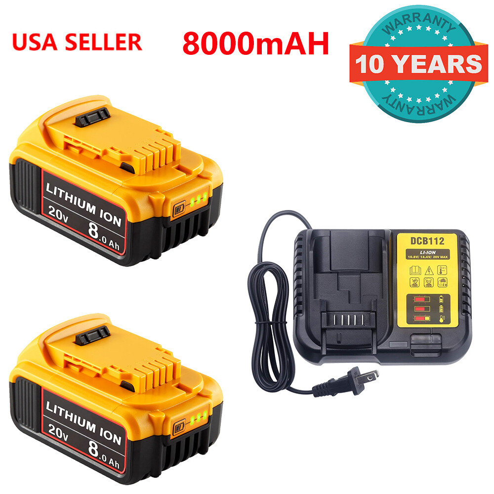 8.0AH 20V For DeWalt Max XR Lithium Ion Battery Pack DCB206-2 DCB205-2 DCB200