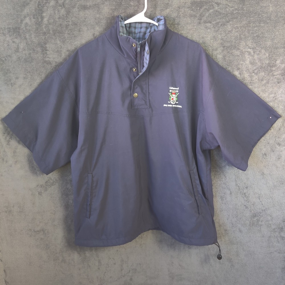 ProQuip Pullover Windshield Sweater Men Sz L Snap Indianwood 2002 Invitational