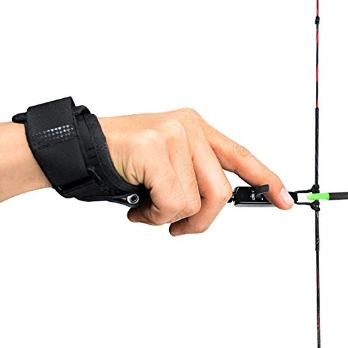 Adjustable Compound Bow Release Aid with Black Wrist Strap Right/Left Hand