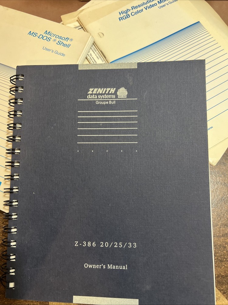 Zenith Z-386 Manual Guide Toolbox Data Systems Ms-dos Shell Lot 1990