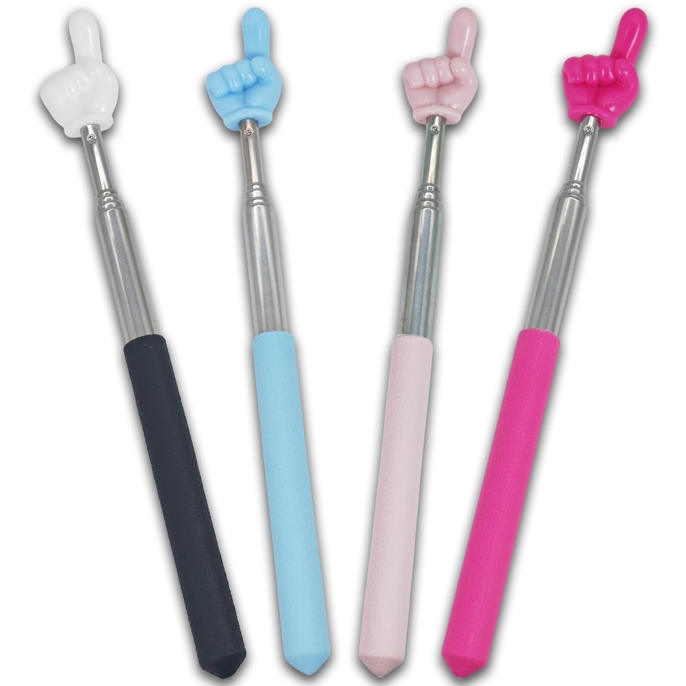 Atdcoek 4 PCS Extendable Pointer Finger 27.5 inch, Pink, Black, Blue, Red