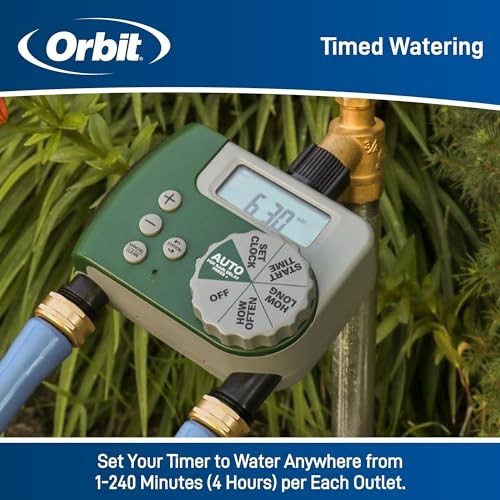 2-Outlet Programmable Digital Hose Watering Timer for Garden Irrigation System
