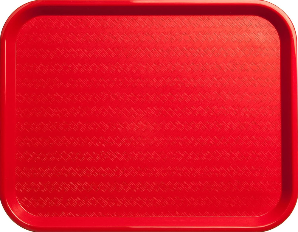 Shatter-Resistant Plastic Cafeteria Fast Food Tray, 14" x 18" - Red, Rectangular