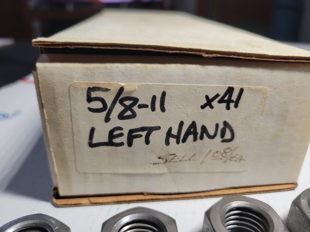 (5) 5/8-11 Left Hand Reverse Thread Hex Nuts LH Lot Fine