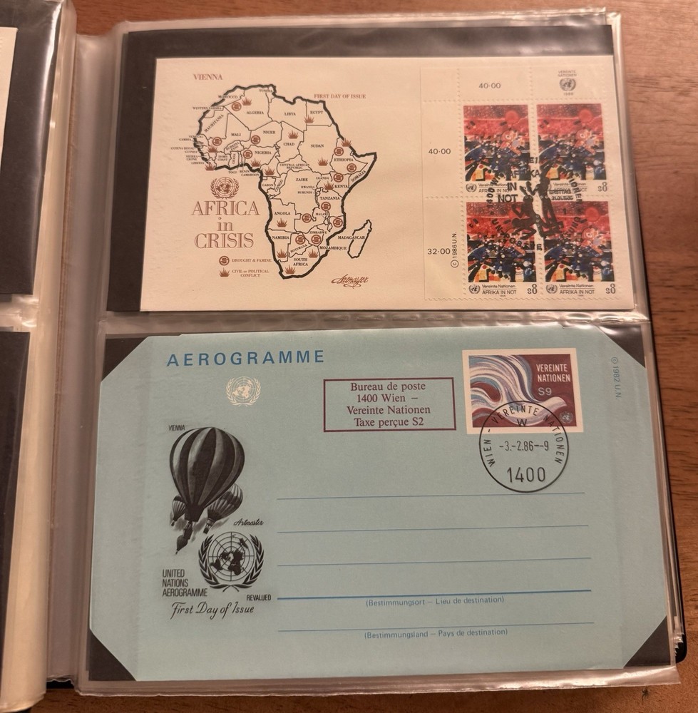 104 Mixed UNITED NATIONS First Day Covers Stamps 1985-1987 W/ Binder. Rare Lot