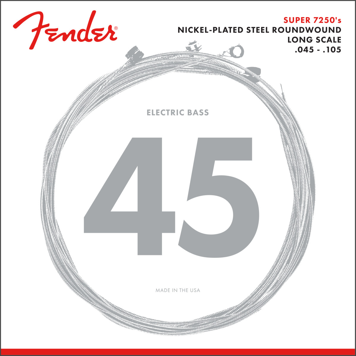 Fender 7250M NPS Roundwound Electric Bass Strings, Long-Scale MEDIUM 45-105