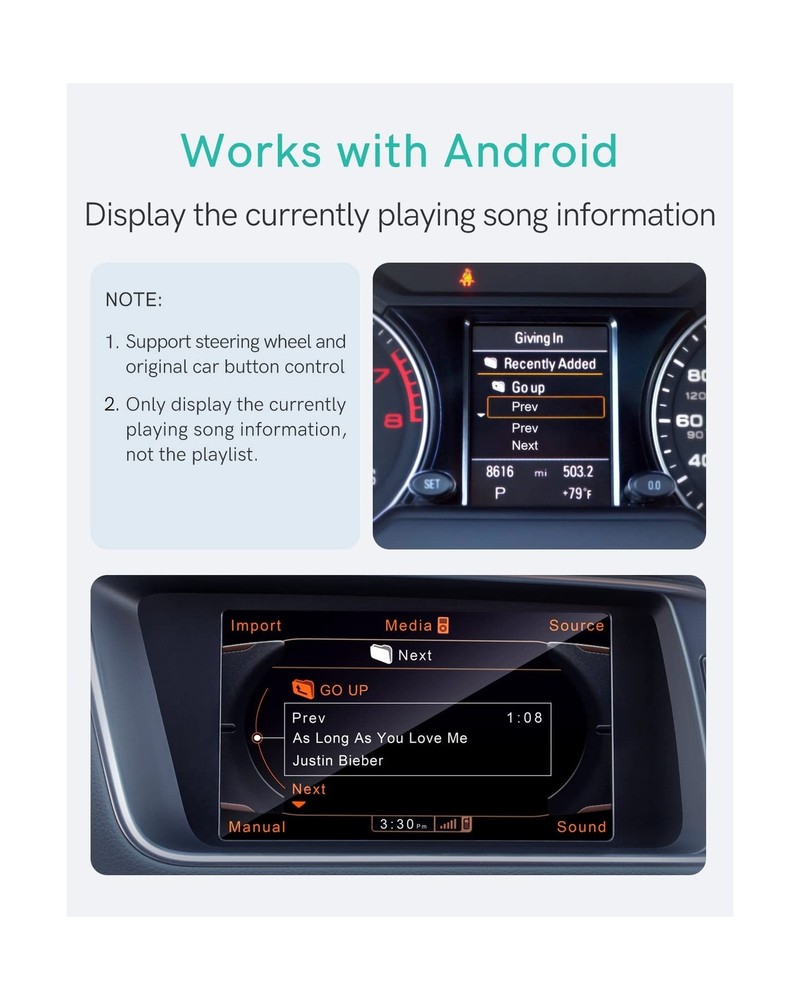 Bluetooth 5.0 aptX-HD Car Adapter Compatible for Audi MMI 3G AMI Music Interf...