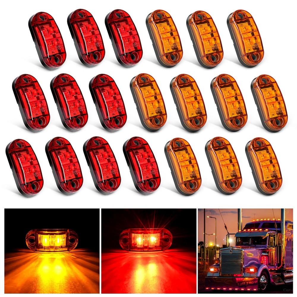 Nilight 2.5Inch Oval Side Marker Light 20PCS 2 Diode LED Trailer Indicator Light