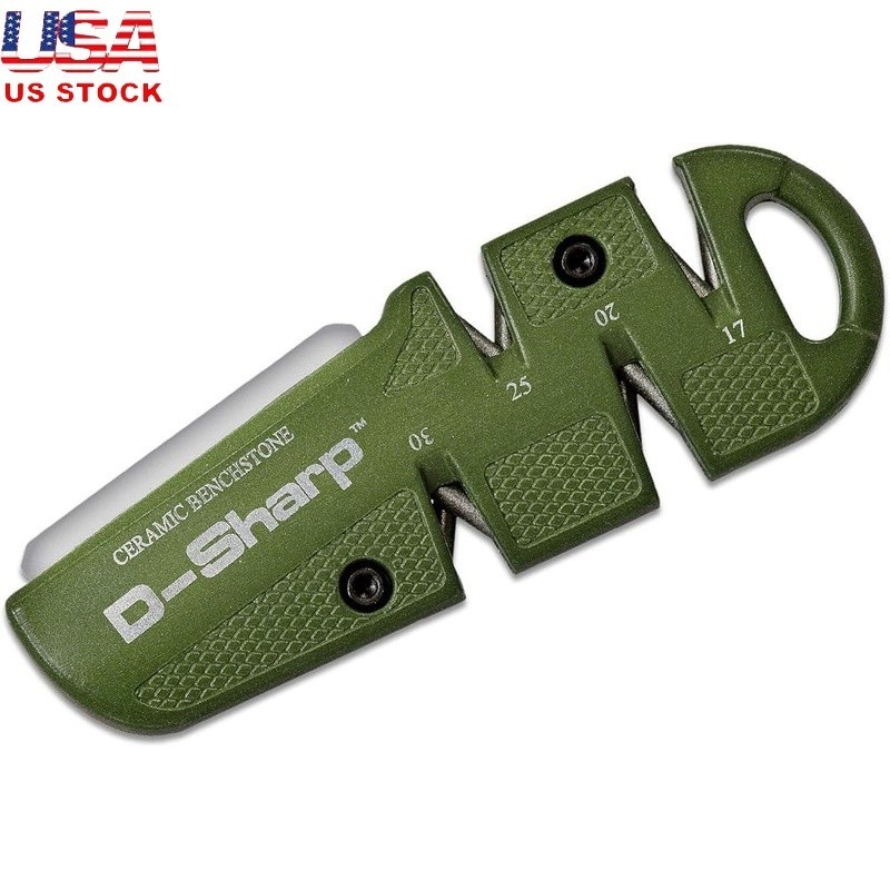 4 Angles Diamond Pull-Through Knife Sharpener Ceramic Benchstone Metal Case New