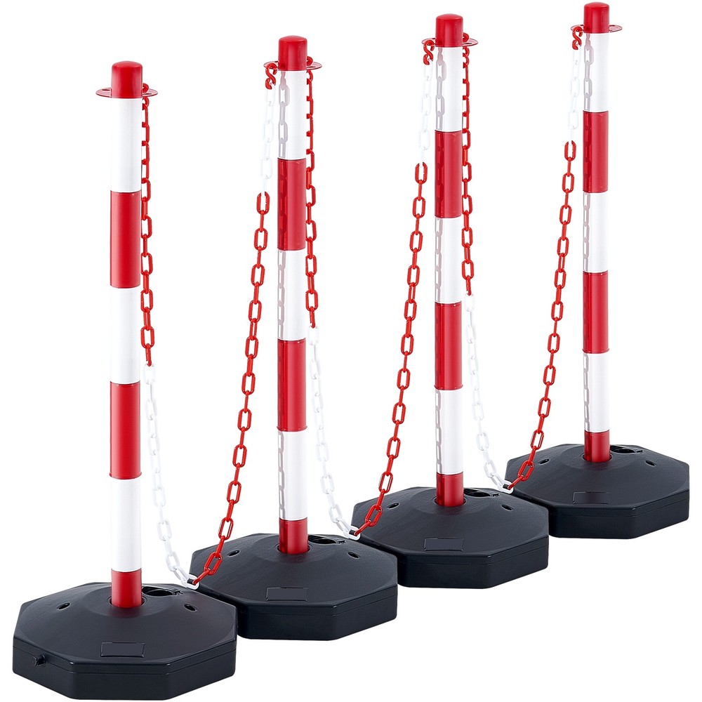 Uimoso 4PCs Traffic Delineator Post Cones Fillable Base 8FT Chain Adjustable