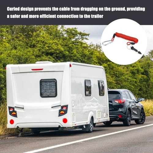 Trailer Brake Away Cable, 6ft High Rebound Spring Breakaway Coiled Cable Strap