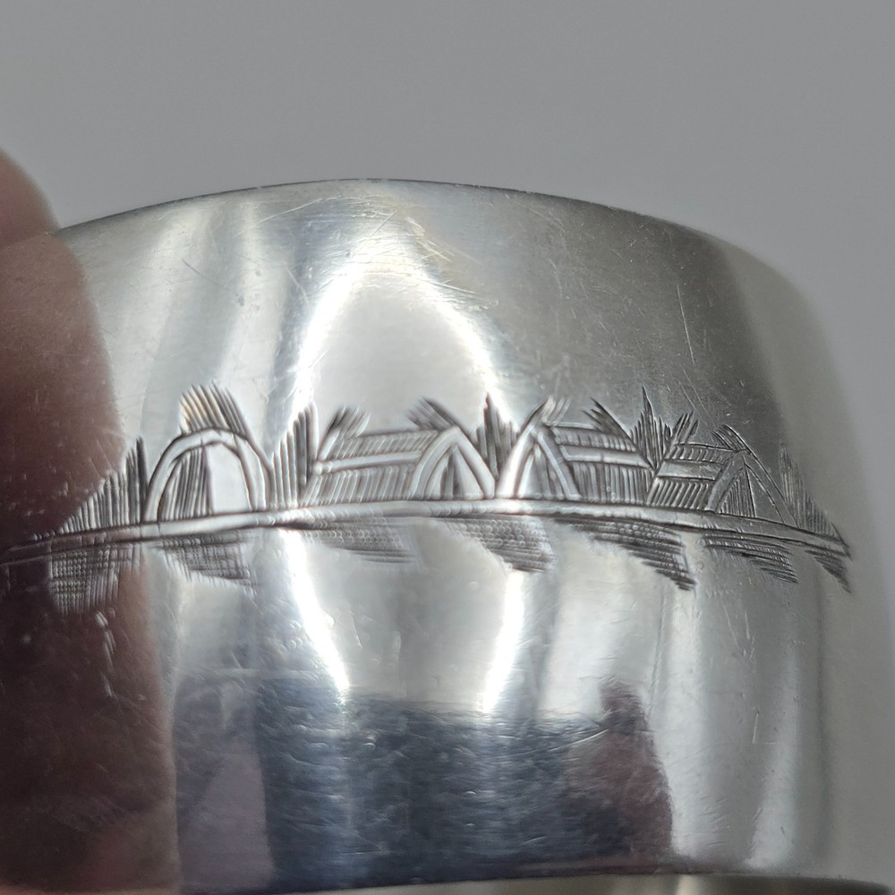 Sterling Silver Napkin Ring Engraved River Scene