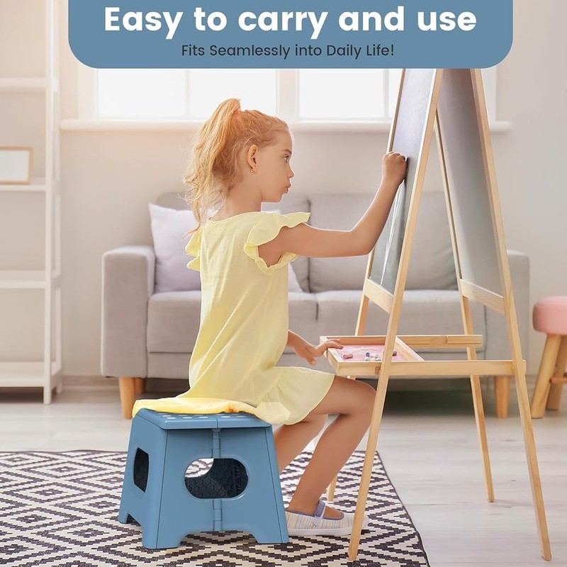 Durable Folding Step Stool W/ Non-Slip Surface Ergonomic Handle Safety Design US