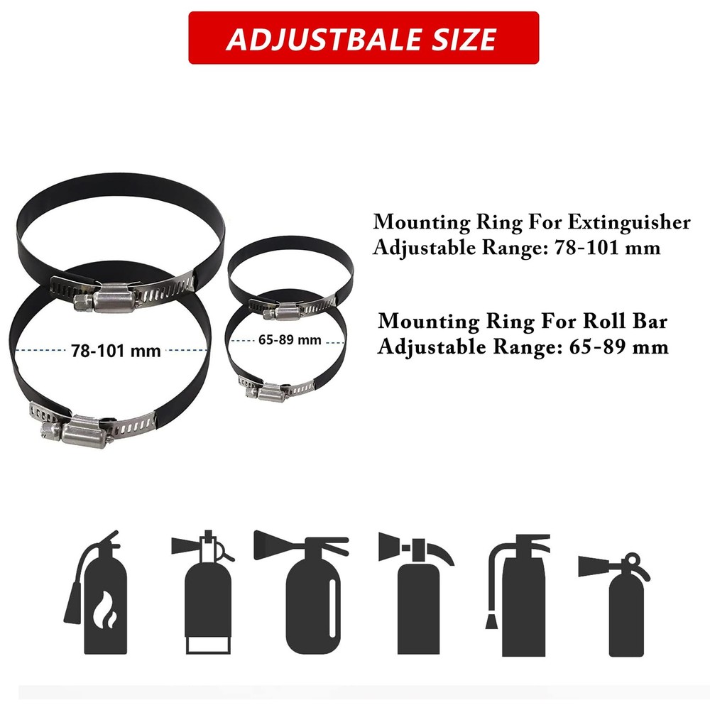 Quick Release Fire Extinguisher Mount Aluminum Adjustable UTV Roll Bar Fire Exti