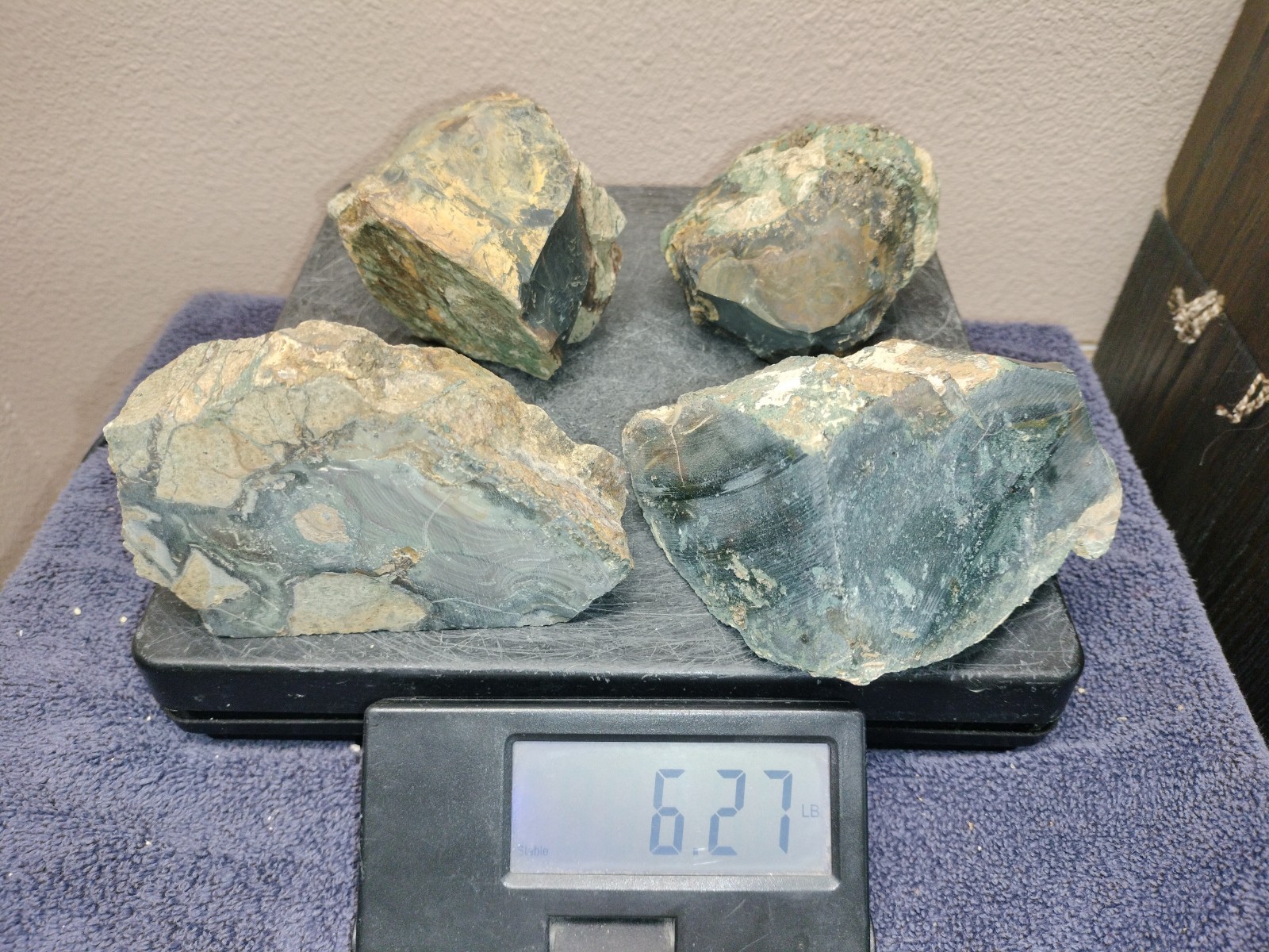 6.2LB ORBS Blue Mountain Picture of Jasper Rough 4pc Lot #23