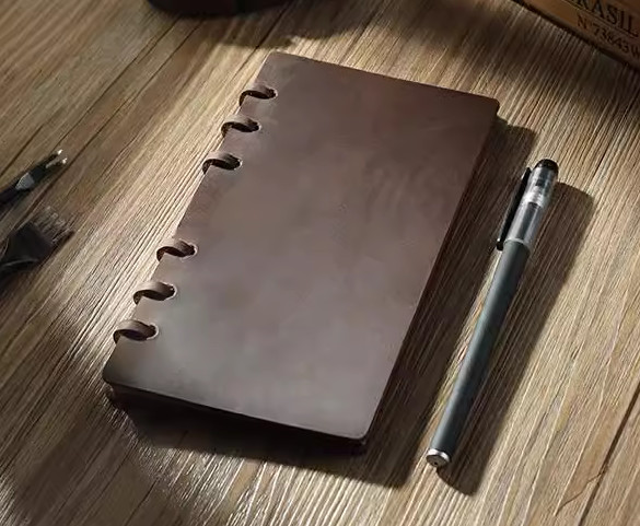 A6 loose leaf Writing note Notebook sketchbook binder Notepad leather brown Q348