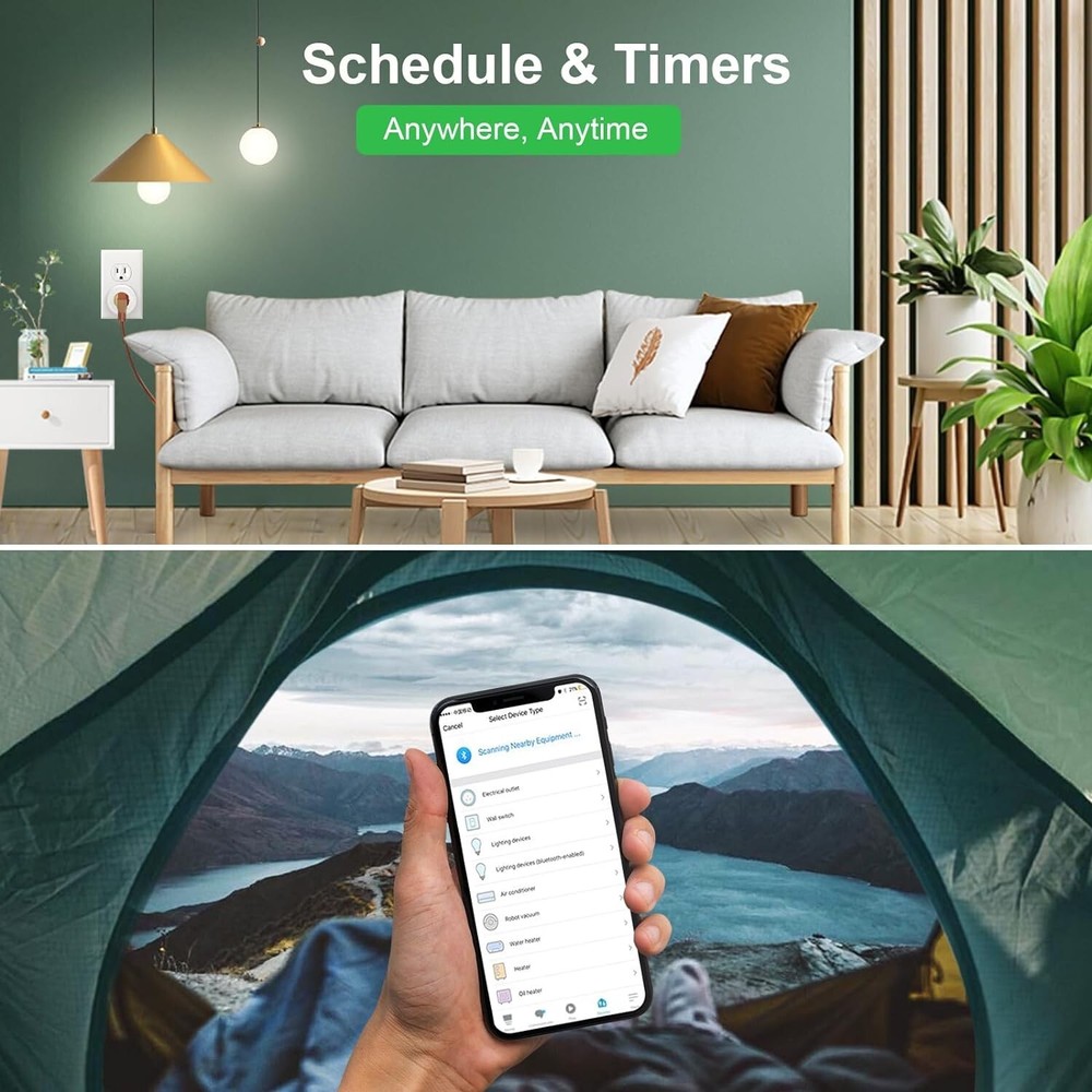 Smart WiFi Plug Work with Alexa&Google Assistant Remote Control&Voice Activation