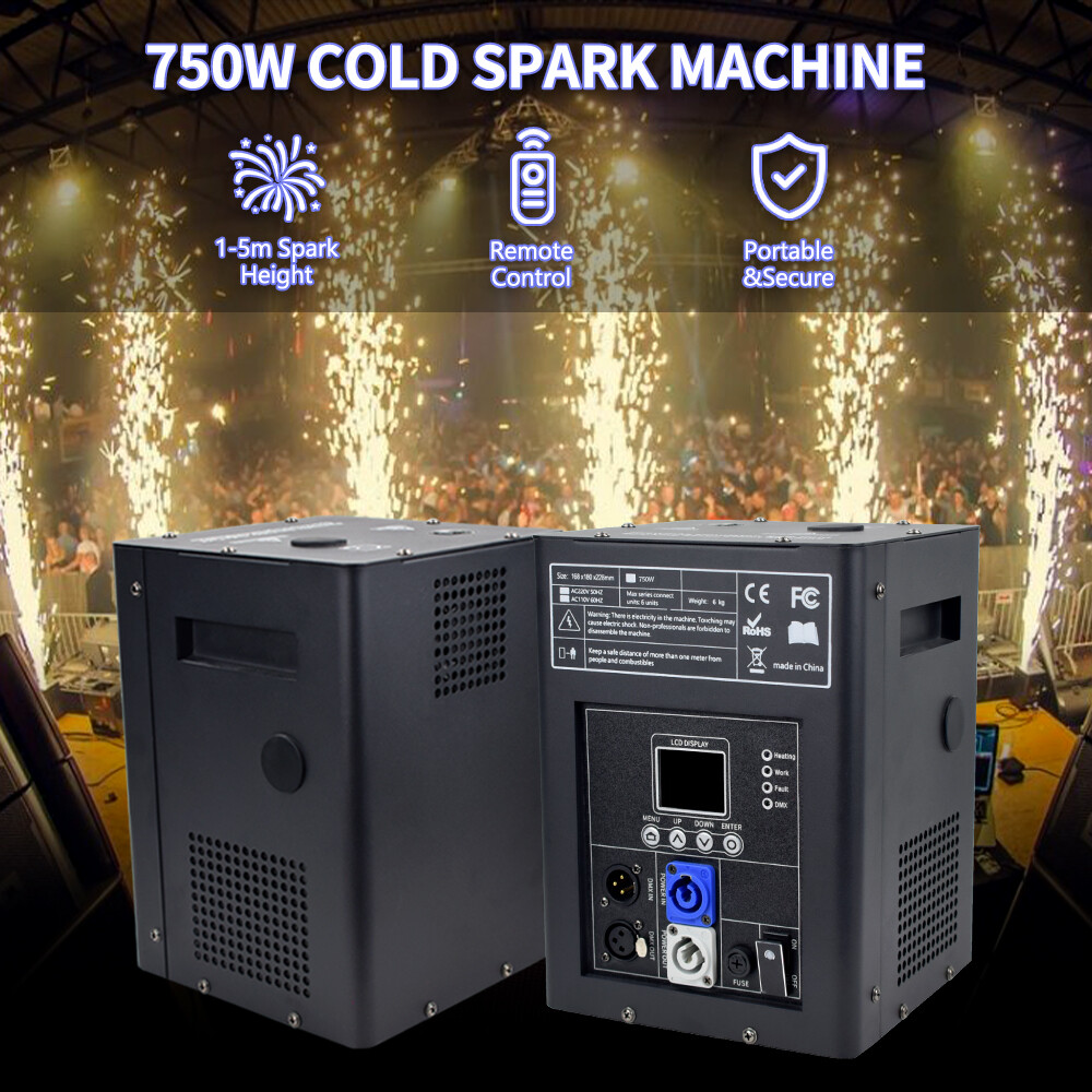 2X 700W Cold Spark Machine Firework Stage Effect Wedding DJ Event Party DMX Case