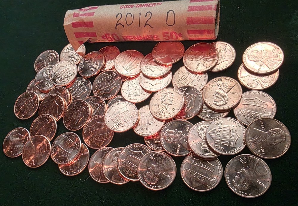 2012 D LINCOLN SHIELD CENT ROLL 50 COINS UNCIRCULATED