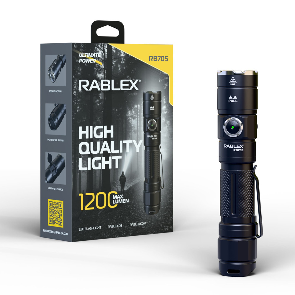 RABLEX LED Flashlight 1200 Lumens - 5 Modes Torch Flashlight, Waterproof