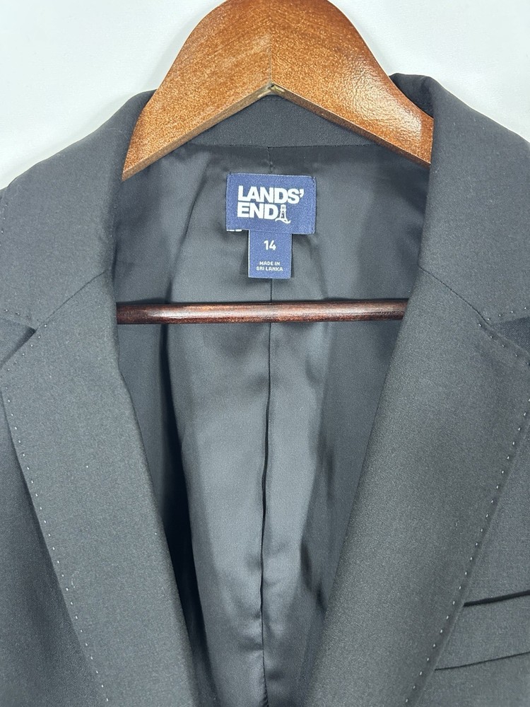 Lands’ End Womens Blazer Size 14 Black Lined One Button Career Work Corpcore NWT