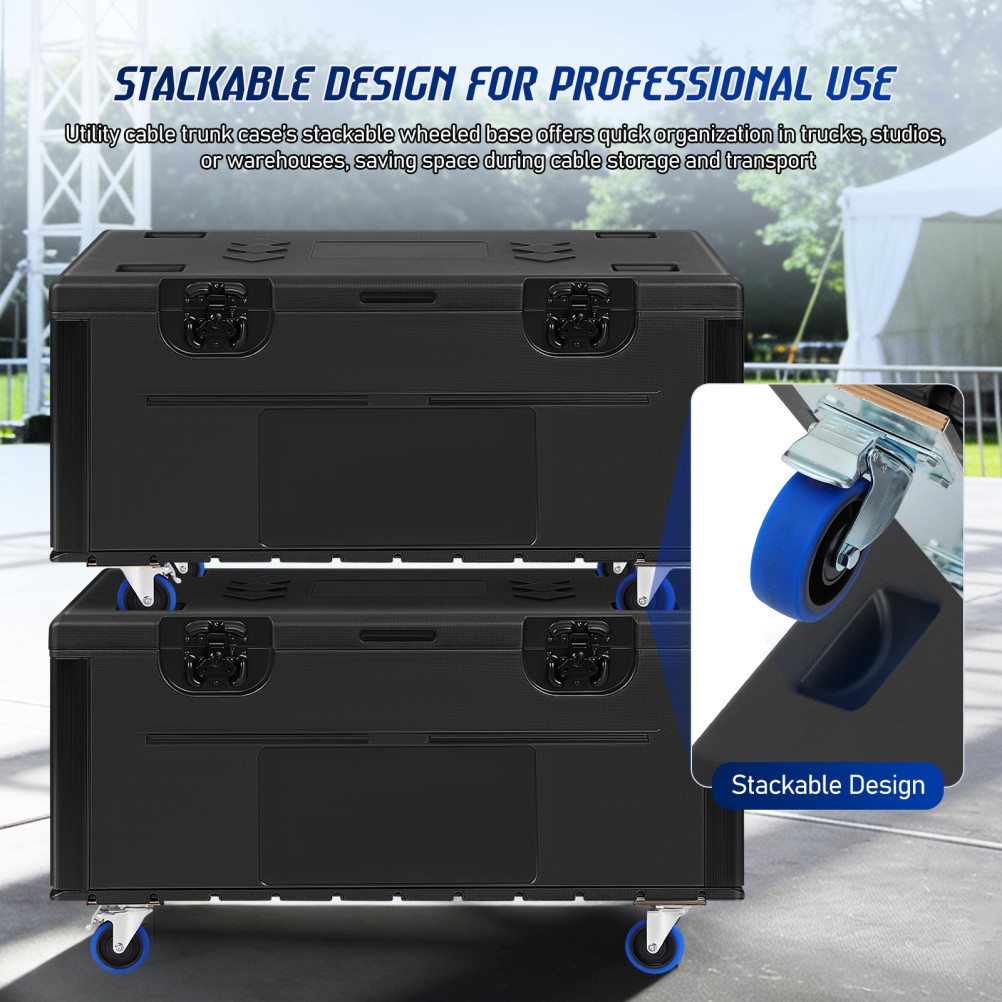 44"x22"x25" Cable Trunk Road Case with Wheels Professional Stackable Road Case