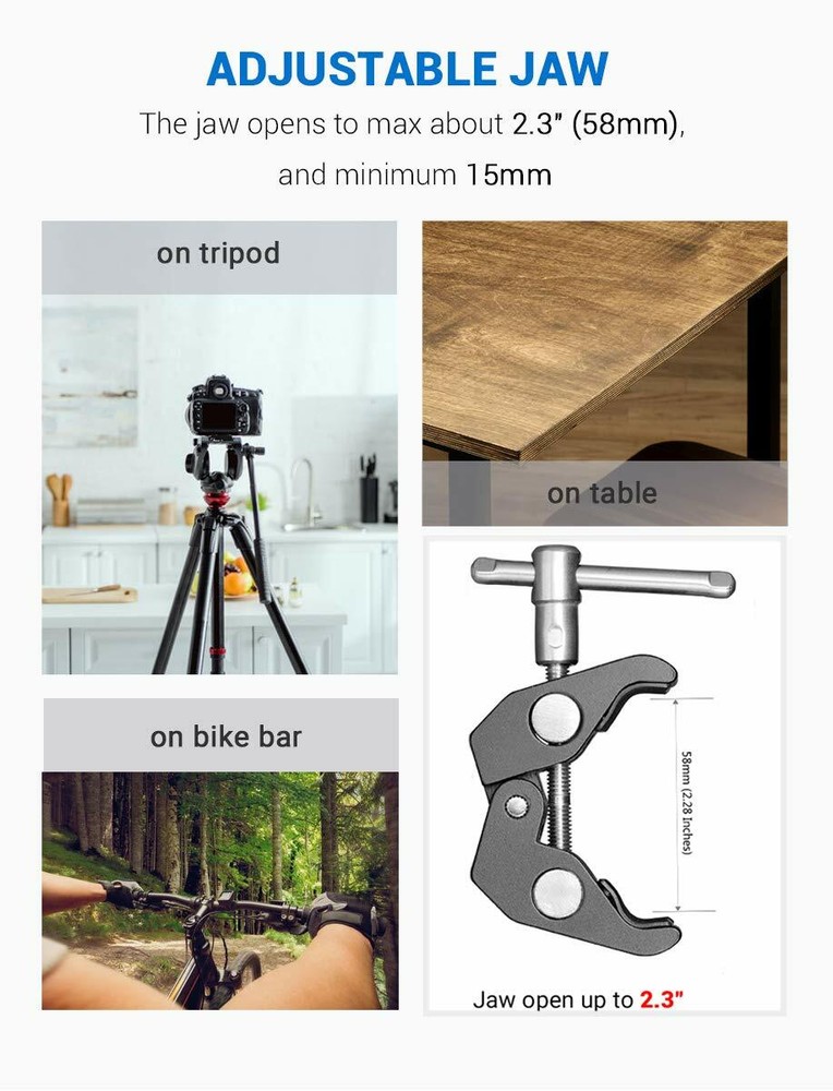 SMALLRIG Cool Ballhead Arm Super Clamp Mount Multi-Function Ball Adapter 1138
