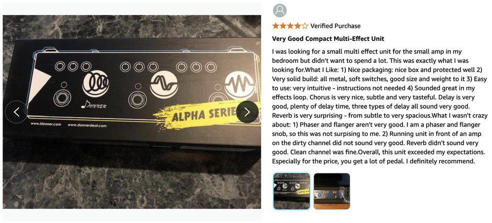 Donner Alpha Cruncher Multi Effects Pedal Distortion Delay With Power Adapter