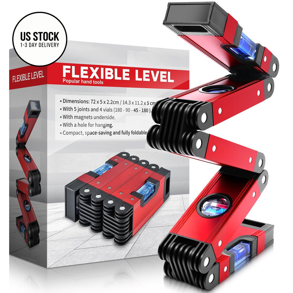 DIKTALK 28 Inch Folding Level, Multi-Angle Precision Leveler with Red