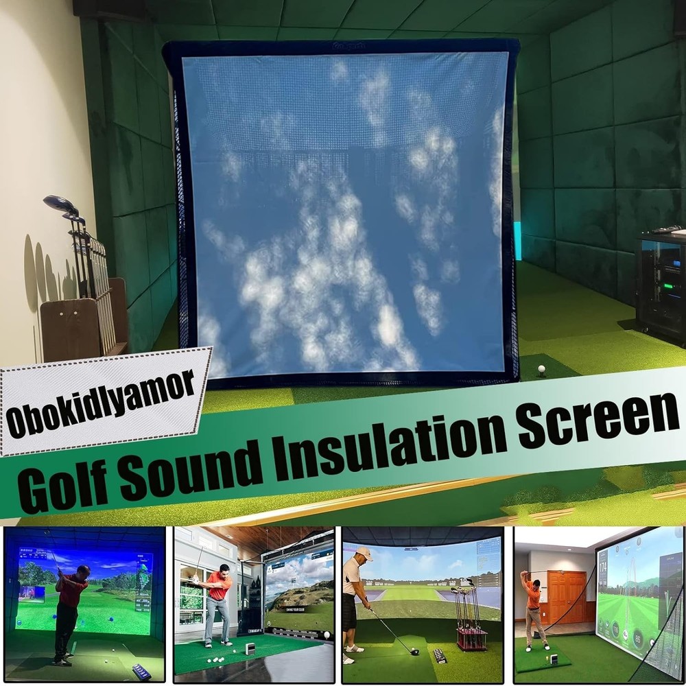 Golf Simulator Impact Screen with Black Double Layer Blackout Cloth Shank Side N