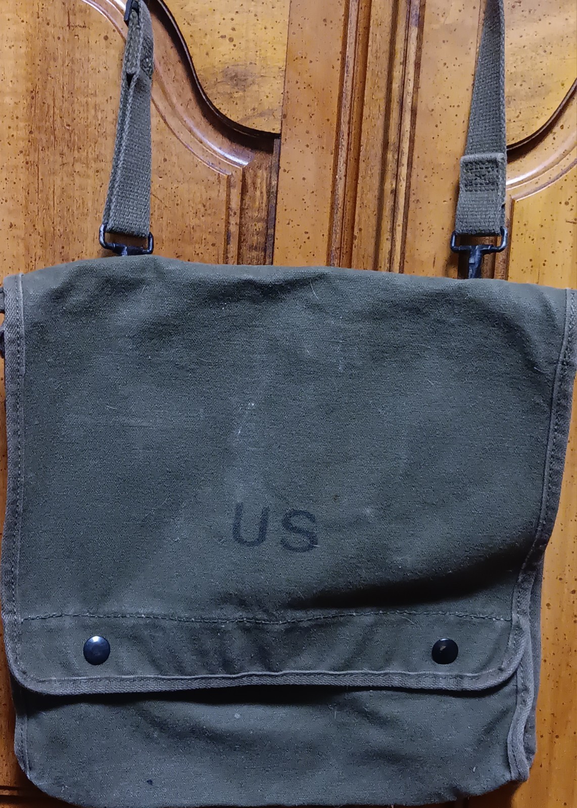 VINTAGE US Army Bag Green Map Photograph Canvas  Field Case Satchel OD 50s 60s