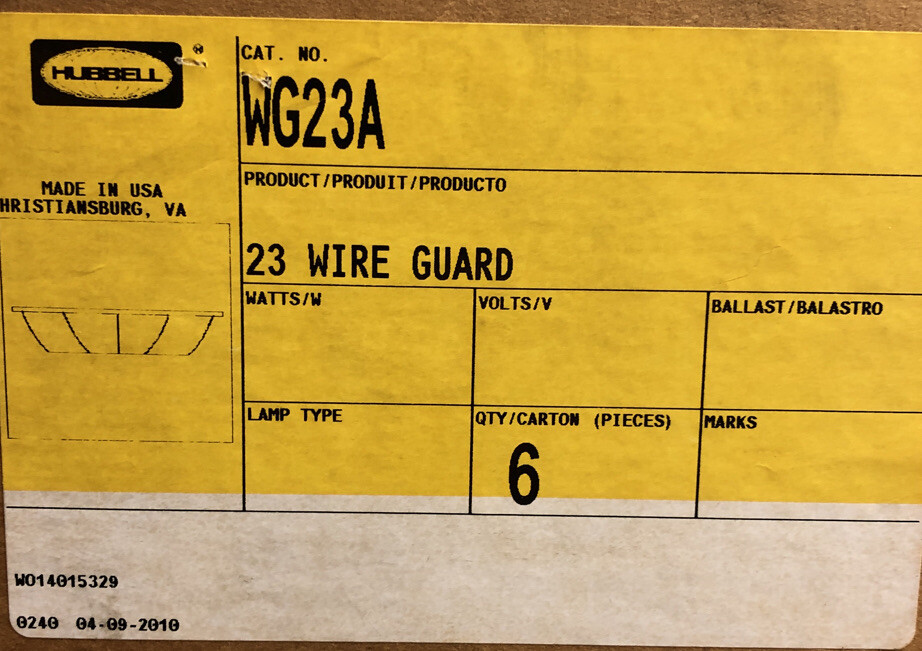 WG23A HUBBELL 23" WIRE GUARD ACCESSORY FOR LIGHTING